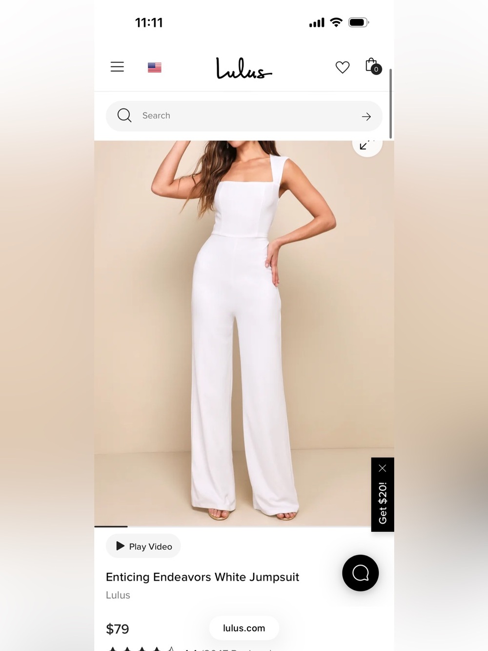 Lulu's White Square-Neck Wide-Leg Jumpsuit